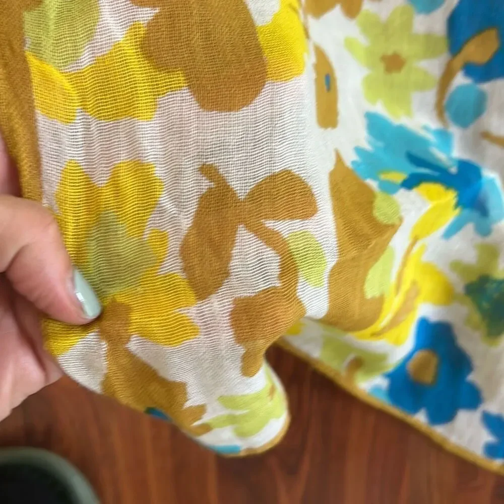 Uena for Target mustard turquoise white scarf floral swimsuit wrap sarong